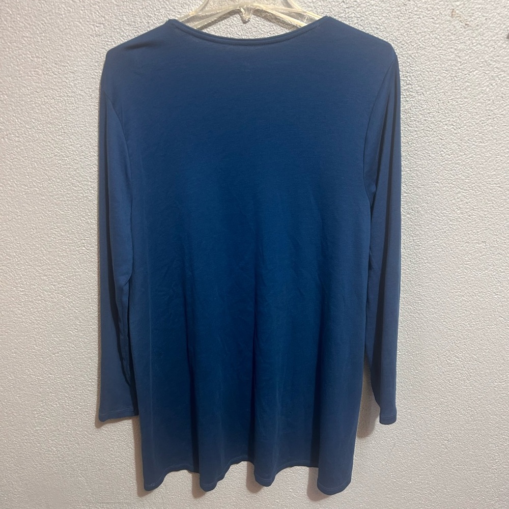 NWOT j jill teal Pima cotton crewneck long sleeve tee size xl - Picture 3 of 7